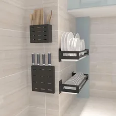 فروشگاه آشپزخانه ذخیره سازی قفسه های ادویه جات دیواری قفسه های فولادی ضد زنگ برای چاقو ظرف لوازم آشپزخانه لوازم جانبی لوازم