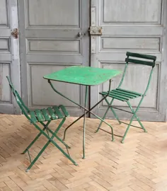 مجموعه صندلی های توری سبز و میز باغ وینستور Bistro فرانسه |  Vinterior