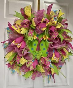 تاج گل تابستانی برای درب جلو Flip Flop Wreath Bright Summer |  اتسی