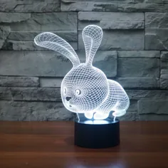 13.99 دلار آمریکا | 3D LED خرگوش ناز اکریلیک چراغ شبانه رنگی با گرادیان اتمسفر لامپ کودکان چراغ میز کودک چراغ تولد هدیه تولد | نور اکریلیک شب | شب به زیبایی - AliExpress