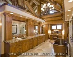 اتاق خواب و حمام |  ورود به سیستم خانه و کابین داخلی |  Pioneer Log Homes Of BC