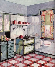 1929 آشپزخانه به سبک آرت دکو - شیشه ویترولیت - طراحی داخلی پرنعمت دهه 1920