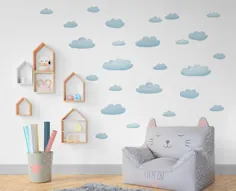 تابلوهای تزئینی دیواری ابر برای اتاق کودکان ، تابلوچسبهای دیواری Clod Nursery ، تزیین دیواری ابر ، تابلوهای تزئینی دیواری Playroom