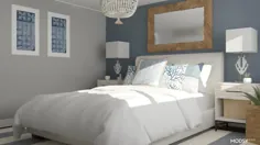 اتاق خواب اصلی به رنگ آبی ساحلی می رود |  ایده های طراحی اتاق خواب به سبک ساحلی