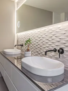 غرق ظرف حمام مستر مدرن با شیرهای دیواری مشکی