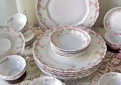 Vintage Dinnerware Setting Set for Six Carl Tielsch Pink |  اتسی