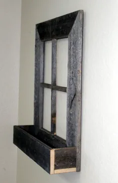 قاب پنجره چوبی انبار Rustic با جعبه گل