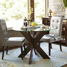 رومیزی میز شیشه ای میز میز ناهار خوری رومیزی شیشه ای چوبی اقاقیا