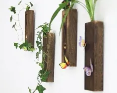 دکور دیوار / ایستگاه تکثیر / گلدان چوبی / کاشت دیواری داخلی / کاشت آویز / هدیه برای او / هدیه برای دوستداران گیاه