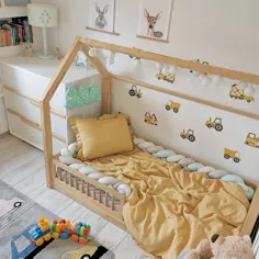 اتاق مهد کودک ، تختخواب منزل ، دکور دیوار ، وسایل نقلیه ساختمانی