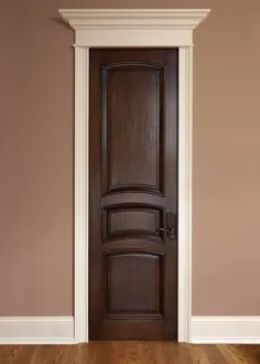 درب داخلی سفارشی - منفرد - چوب جامد با دستمال گردو ، کلاسیک ، مدل DBI-611A HS ، کلاسیک