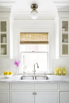 چراغ سقفی کلارک روی ظرفشویی آشپزخانه - انتقالی - آشپزخانه - کبوتر سفید بنجامین مور