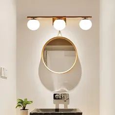 YHTlaeh New Bathroom Vanity Light Fixtures 3 Lights Brosze Milk Globe White Globe Glass Shade Modern Bar Wall Sconce Over Mirror (Exclude Bulb