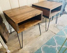 میز کناری چوبی پالت با قفسه چوبی |  اتسی