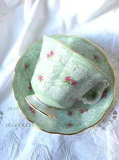 فنجان چای Royal Albert Tea Cup و Saucer Gainsborough / الگوی عشق واقعی - Ca.  دهه 1960
