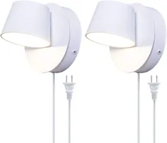 سیم برق VONUXY LED bed bed wall sconce با روشنایی سوئیچ 350 لامپ دیواری تنظیم چرخش سفید برای اتاق خواب 6W 3000K 2 بسته