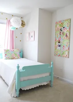 اتاق دختران تزئین شده با رنگ های صورتی ، سفید و آبی |  11 مگنولیا لین