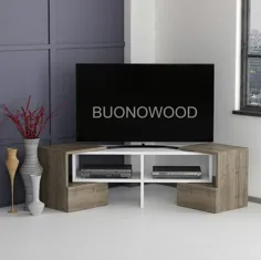 واحد تلویزیون ارگونومیک مدرن Pop up Tv Stand Wooden Corner Tv |  اتسی