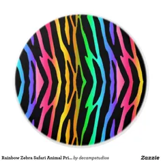 دستگیره سرامیکی چاپ حیوانات Rainbow Zebra Safari |  Zazzle.com