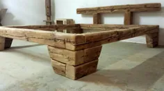 تخت تیر چوبی قدیمی 180 180 200 سانتی متر میخ های خرد شده دستی ، چوبی