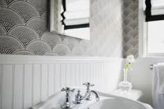 کاغذ دیواری به شکل پنکه سیاه و سفید - انتقالی - حمام