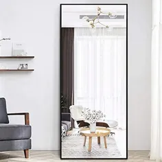 آینه تمام عیار PexFix 71 ”x 24” با نگهدارنده سنباده آینه تزئینی مستطیل شکل فلزی براق دیواری آینه ایستاده ، خم یا آویزان - سیاه مات