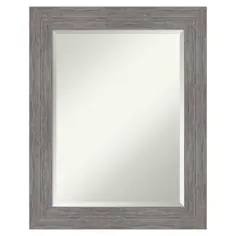 آینه دستشویی مستطیل خاکستری Amanti Art Pinstripe Plank Grey Frame Collection 23.5 اینچ