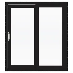 JELD-WEN FiniShield V-4500 72 در x 80 اینچ شیشه ای مشکی وینیل سمت چپ کشویی دو درب کشویی درب پاسیو با صفحه نمایش Lowes.com