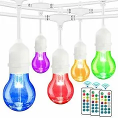 (eBay) چراغ های رشته ای رنگی 2 بسته ای 48FT در فضای باز ، رشته سفید RGB کم نور