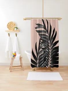 Palm Leaves Pale Terracotta Black Vibes # 1 # گرمسیری # دکور # پرده دوش هنر توسط anitabellajantz