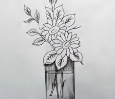 نحوه کشیدن گل با گلدان