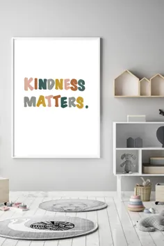 Kindness Matters Retro Girls Wall Wall برای مهد کودک ، اتاق خواب کودکان و اتاق بازی