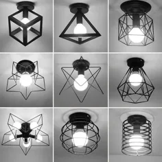 چراغ های سقفی پرنعمت Luster Luminaria Led Ceiling Lamp Loft Iron Cage Iron Lighting