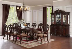 میز سنتی و صندلی های مستطیلی C5U | 9 عدد سنتی اتاق ناهار خوری قهوه ای گیلاس جدید |  eBay