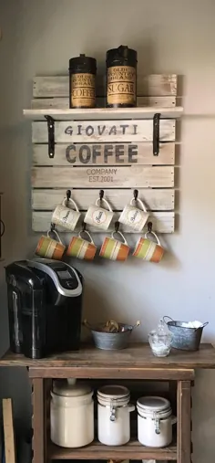 دکوراسیون آشپزخانه قهوه بار قهوه لیوان قفسه دکور کشور |  اتسی
