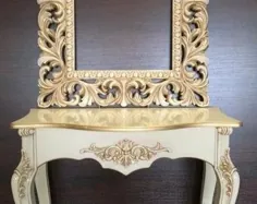 31 آینه بزرگ تزئینی دور گرد آینه سبک کوزکو طلا |  اتسی