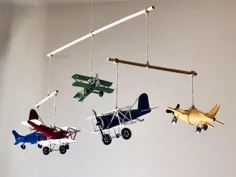 هواپیما Nursery Mobile w / هواپیماهای فلزی آنتیک |  اتسی