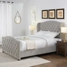 تختخواب پلاستیکی تخت متحرک با اندازه Queen Queen و پارچه Altozzo Lexington Navy با پاهای طبیعی ABS-ALT-Q6702-NVY - انبار خانه