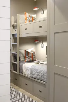 خاکستری ساخته شده در تختخواب دو طبقه - معاصر - اتاق پسران