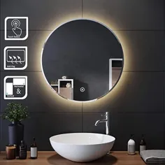 آینه Robbl ، حمام LED روشن ، دور بدون قاب دیواری ، آینه غرور حمام با نور پس زمینه