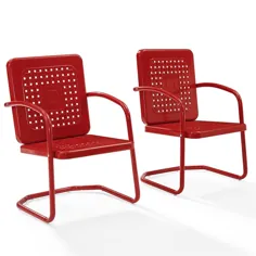 صندلی پاسیو فلزی Crosley Bates با رنگ قرمز (مجموعه ای از 2 عدد)