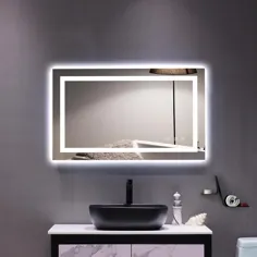 Ktaxon Led Dimmable Mirror Bath Mirror LED آینه دیواری چراغ دیواری برای حمام غرور آینه با دکمه لمسی و عملکرد ضد مه (افقی / عمودی) - Walmart.com