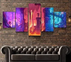 Metroid Canvas Framed / Super Metroid Wall Art / Game Video Poster 5 Piece / Gamer Decor Gift Ideas