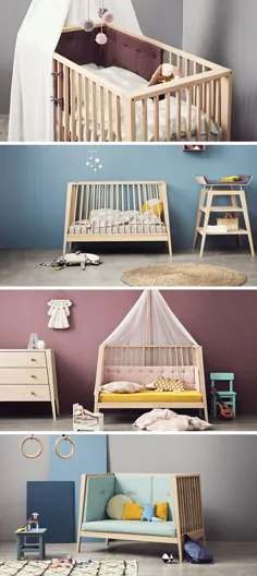 این تخت نوزاد به منظور تبدیل شدن به تخت و کاناپه با رشد کودک طراحی شده است