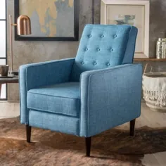 Noble House Deborah Musted Blue Fabric Mid Century Modern Recliner-12069 - انبار خانه