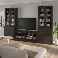 ترکیب ذخیره سازی تلویزیون HAVSTA / درهای شیشه ای - قهوه ای تیره - IKEA