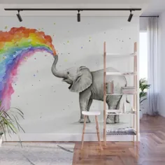 سمپاشی Baby Elephant دیوار نقاشی دیواری رنگین کمان توسط olechka
