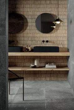 کاشی های دیواری چوبی Domino Black Nordik - طراحی داخلی حمام