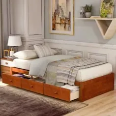 تختخواب ذخیره سازی پلت فرم اندازه دوقلو Harper & Bright Designs with 3 Drawers Storage-SG000109AAA - انبار خانه
