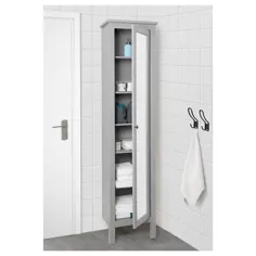 HEMNES کابینت بالا با درب آینه ، خاکستری ، 19 1 / 4x12 1 / 4x78 3/4 "- IKEA